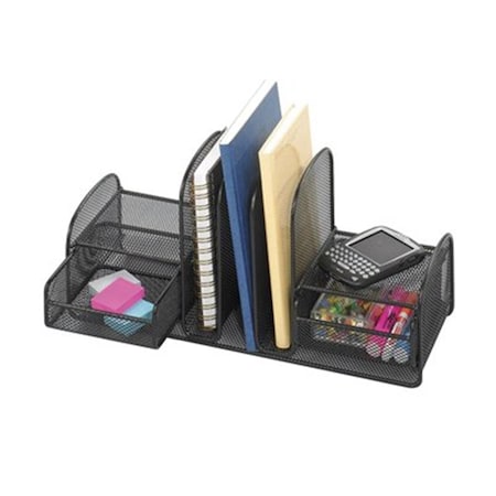 Betterbeds Onyx Mesh Multi-Purpose Desk Organizer - 3 Upright - 2 Drawers - Black BE124606